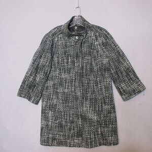 Amber Sun Coat Women Large Top Coat Black‎ Gray 3/4 Sleeve Retro Career NWOT